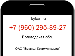 Информация о номере телефона +7 (960) 295-89-27: регион, оператор