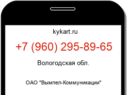 Информация о номере телефона +7 (960) 295-89-65: регион, оператор