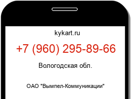 Информация о номере телефона +7 (960) 295-89-66: регион, оператор