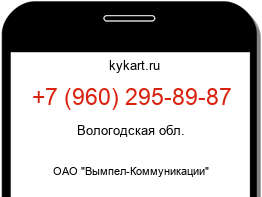 Информация о номере телефона +7 (960) 295-89-87: регион, оператор