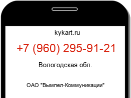 Информация о номере телефона +7 (960) 295-91-21: регион, оператор