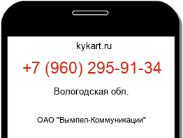 Информация о номере телефона +7 (960) 295-91-34: регион, оператор