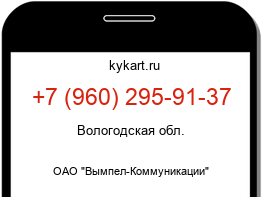 Информация о номере телефона +7 (960) 295-91-37: регион, оператор