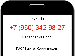 Информация о номере телефона +7 (960) 342-98-27: регион, оператор