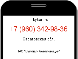 Информация о номере телефона +7 (960) 342-98-36: регион, оператор