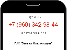 Информация о номере телефона +7 (960) 342-98-44: регион, оператор