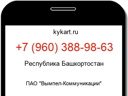 Информация о номере телефона +7 (960) 388-98-63: регион, оператор