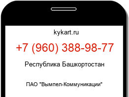 Информация о номере телефона +7 (960) 388-98-77: регион, оператор