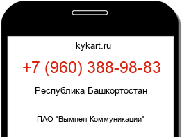 Информация о номере телефона +7 (960) 388-98-83: регион, оператор