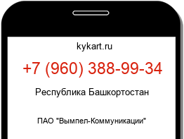 Информация о номере телефона +7 (960) 388-99-34: регион, оператор