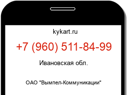 Информация о номере телефона +7 (960) 511-84-99: регион, оператор