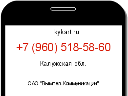 Информация о номере телефона +7 (960) 518-58-60: регион, оператор
