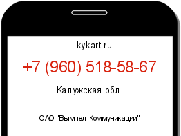 Информация о номере телефона +7 (960) 518-58-67: регион, оператор