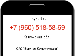 Информация о номере телефона +7 (960) 518-58-69: регион, оператор