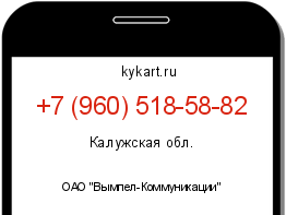 Информация о номере телефона +7 (960) 518-58-82: регион, оператор