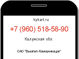 Информация о номере телефона +7 (960) 518-58-90: регион, оператор