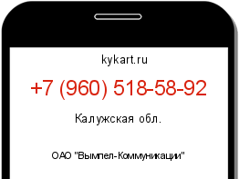 Информация о номере телефона +7 (960) 518-58-92: регион, оператор
