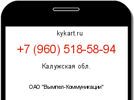 Информация о номере телефона +7 (960) 518-58-94: регион, оператор