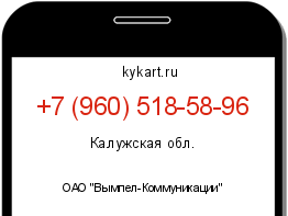 Информация о номере телефона +7 (960) 518-58-96: регион, оператор