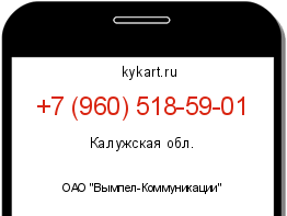 Информация о номере телефона +7 (960) 518-59-01: регион, оператор