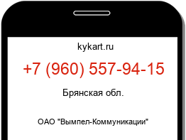 Информация о номере телефона +7 (960) 557-94-15: регион, оператор