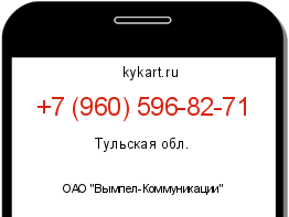 Информация о номере телефона +7 (960) 596-82-71: регион, оператор