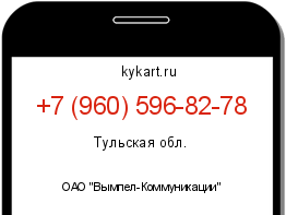 Информация о номере телефона +7 (960) 596-82-78: регион, оператор