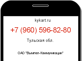 Информация о номере телефона +7 (960) 596-82-80: регион, оператор