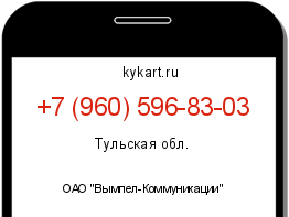 Информация о номере телефона +7 (960) 596-83-03: регион, оператор