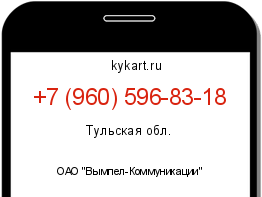 Информация о номере телефона +7 (960) 596-83-18: регион, оператор