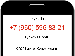 Информация о номере телефона +7 (960) 596-83-21: регион, оператор