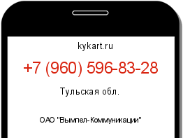 Информация о номере телефона +7 (960) 596-83-28: регион, оператор