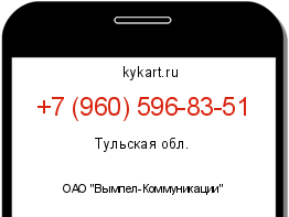 Информация о номере телефона +7 (960) 596-83-51: регион, оператор