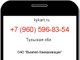Информация о номере телефона +7 (960) 596-83-54: регион, оператор