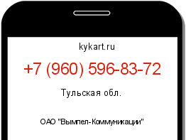Информация о номере телефона +7 (960) 596-83-72: регион, оператор