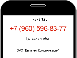 Информация о номере телефона +7 (960) 596-83-77: регион, оператор