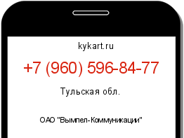 Информация о номере телефона +7 (960) 596-84-77: регион, оператор