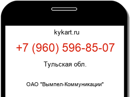 Информация о номере телефона +7 (960) 596-85-07: регион, оператор