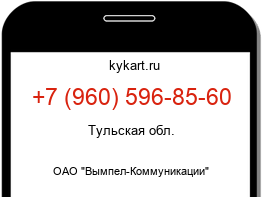 Информация о номере телефона +7 (960) 596-85-60: регион, оператор