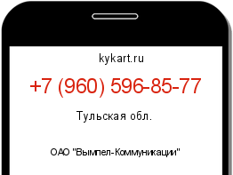 Информация о номере телефона +7 (960) 596-85-77: регион, оператор