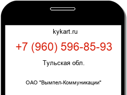 Информация о номере телефона +7 (960) 596-85-93: регион, оператор