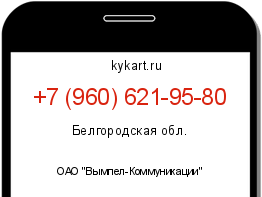 Информация о номере телефона +7 (960) 621-95-80: регион, оператор