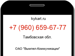 Информация о номере телефона +7 (960) 659-67-77: регион, оператор