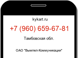 Информация о номере телефона +7 (960) 659-67-81: регион, оператор