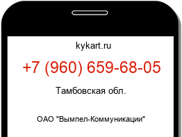 Информация о номере телефона +7 (960) 659-68-05: регион, оператор
