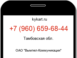 Информация о номере телефона +7 (960) 659-68-44: регион, оператор
