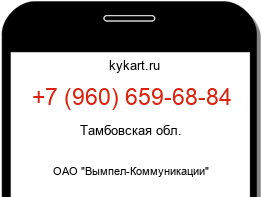 Информация о номере телефона +7 (960) 659-68-84: регион, оператор