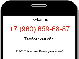 Информация о номере телефона +7 (960) 659-68-87: регион, оператор