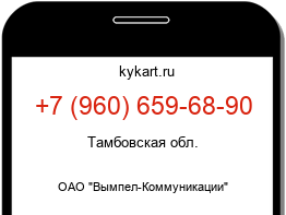 Информация о номере телефона +7 (960) 659-68-90: регион, оператор