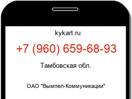 Информация о номере телефона +7 (960) 659-68-93: регион, оператор